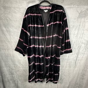 J Jill PureJill Cardigan Women Extra Large Black Velvet Jacket Witchy Whimsygoth